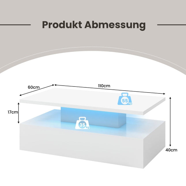 LED-Couchtisch mit einstellbaren Farben und Helligkeit