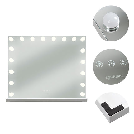 LED Kosmetikspiegel 80x62cm, Einstellbares Licht, Touch-Steuerung
