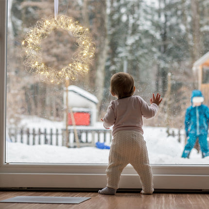 LED světelný dekorační věnec, 30cm, teple bílá