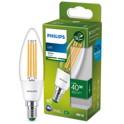 LED E14 svíčka 40W čirá 485lm 3000K energetická třída A
