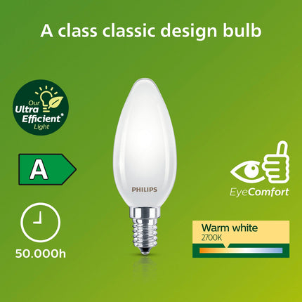LED E14 svíčka B35 2.3W (40W) matná 485lm 2700K energetická třída A