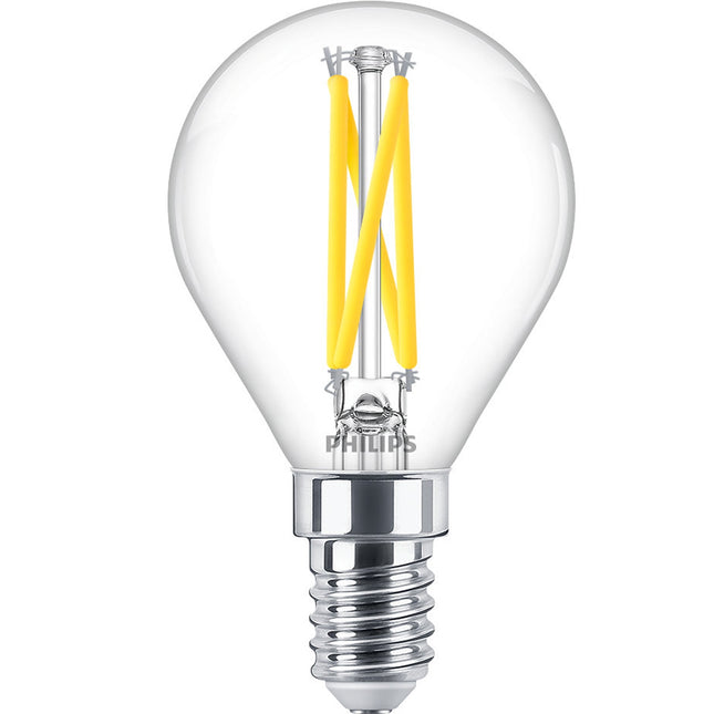 LED E14 globe 2.5W (25W) čirá stmívatelná WarmGlow 340 lm