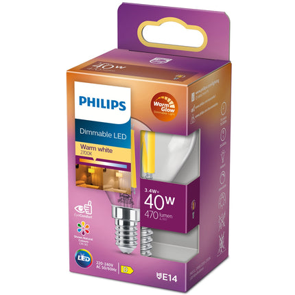 LED E14 globe 3.4W (40W) čirá stmívatelná WarmGlow 470