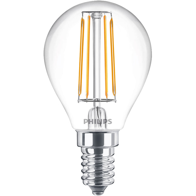 LED E14 globe P45 2.3W (40W) čirá 485lm 2700K energetická třída A
