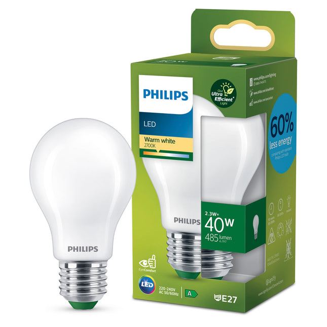 LED E27 klasická 2.3W (40W) matná 485lm 2700K energetická třída A