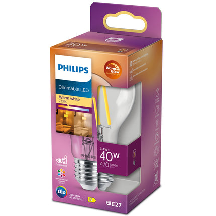 LED E27 Normal 3,4W (40W) Klar Dimmbar WarmGl 470