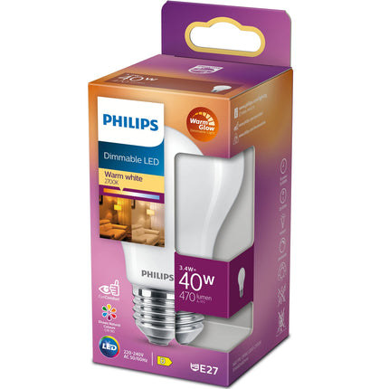 LED E27 klasická 40W matná stmívatelná WarmGl 470lm