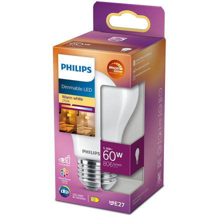LED E27 klasická 60W matná stmívatelná WarmGl 806lm