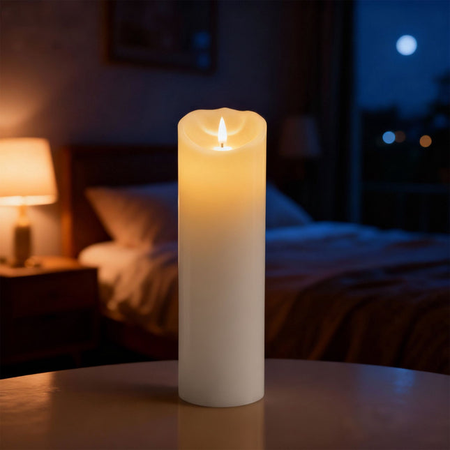 LED Flameless Pillar Candle, 30 cm, Real-Wax Finish