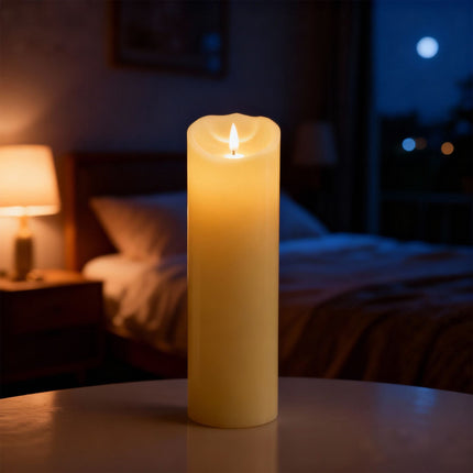 LED Flameless Pillar Candle, 30cm, Real-Wax Finish
