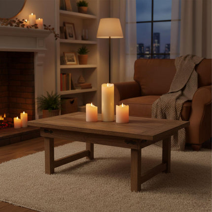LED Flameless Pillar Candle, 30cm, Real-Wax Finish