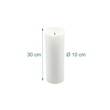 LED svíčka bez plamene, válcová, 30 cm, povrch z pravého vosku