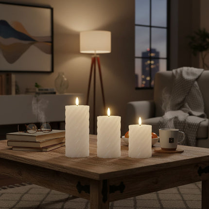 LED Flameless Real-Wax Candle Set – 3 Sizes