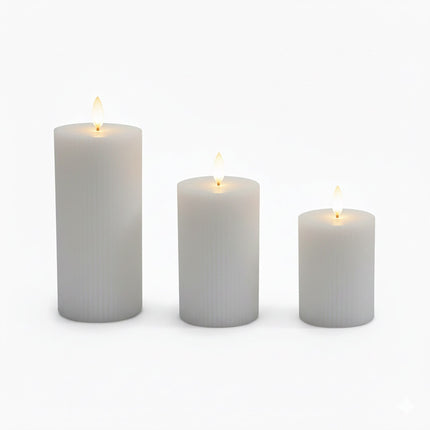 LED Flameless Real-Wax Candles, Set of 3