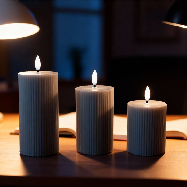 LED svíčky bez plamene z pravého vosku, sada 3 ks