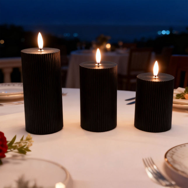 LED Flameless Real-Wax Candles, Set of 3