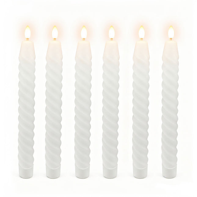 LED Flameless Taper Candles, Real Wax, Set of 6