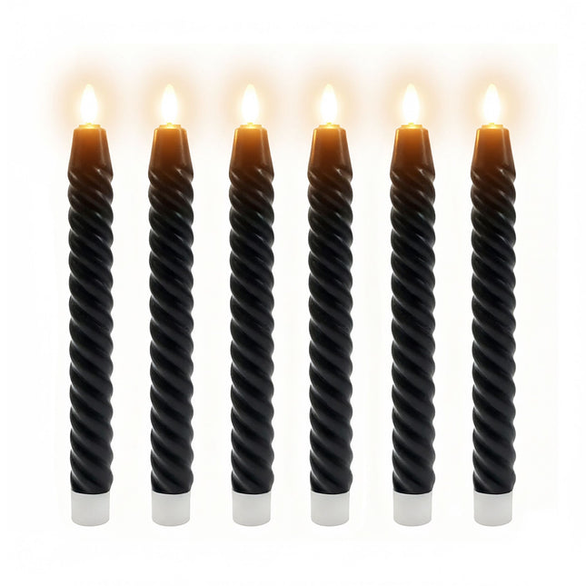 LED Flameless Taper Candles, Real Wax, Set of 6