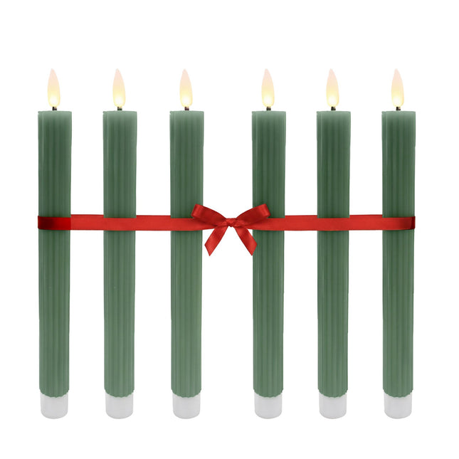 LED Flameless Taper Candles, Real-Wax, Set of 6