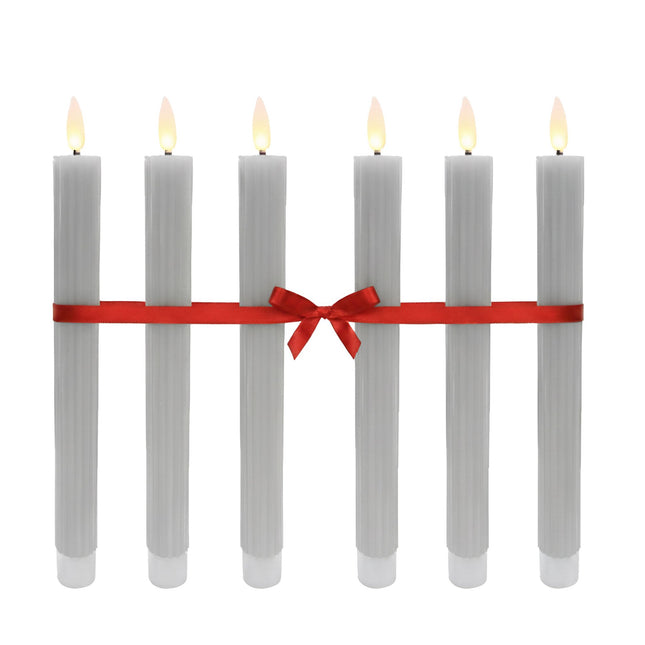 LED Flameless Taper Candles, Real-Wax, Set of 6
