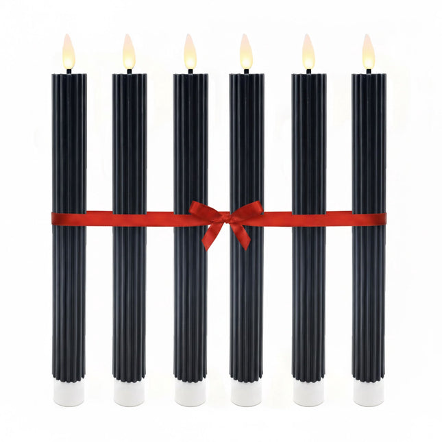 LED Flameless Taper Candles, Real-Wax, Set of 6