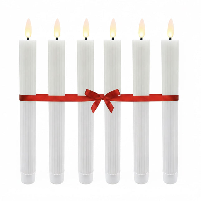 LED Flameless Taper Candles, Real Wax, Set of 6