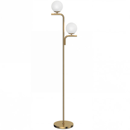 LED stojací lampa, 3 teploty barev, skleněné koule, zlatá