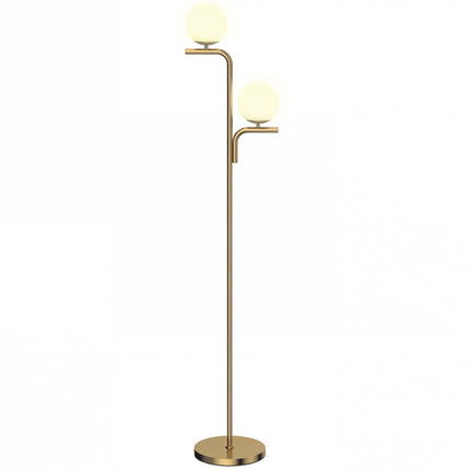 LED stojací lampa, 3 teploty barev, skleněné koule, zlatá