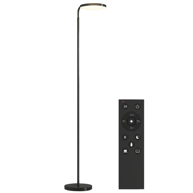 LED stojací lampa, nastavitelná, dálkové ovládání, černá