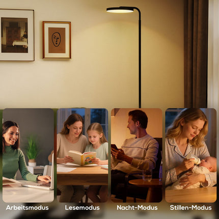 LED stojací lampa, nastavitelná, dálkové ovládání, černá