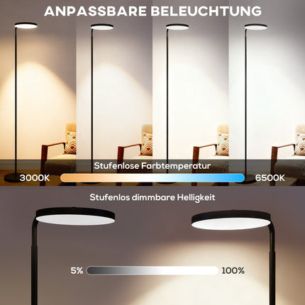 LED stojací lampa, nastavitelná, dálkové ovládání, černá