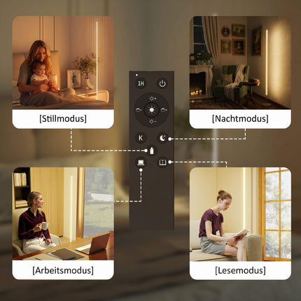 LED Floor Lamp, Dimmable 3000-6000K, Remote, 150 cm