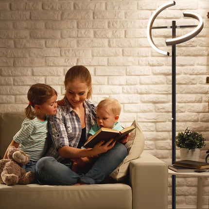 LED stojací lampa, stmívatelné dotykové ovládání, černý kov