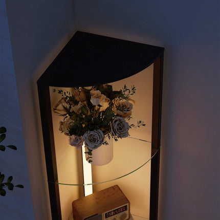 LED stojací lampa s policemi, nastavitelný jas, černá