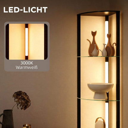 LED stojací lampa s policemi, nastavitelný jas, černá