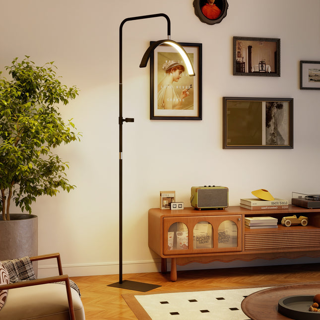 LED lampa na řasy ve tvaru půlměsíce, držák telefonu, nastavitelná výška