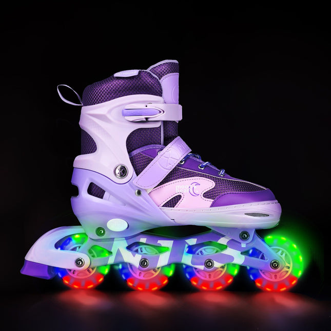 LED Inline Skates met Beschermers, Violet, Maat S (31-34)