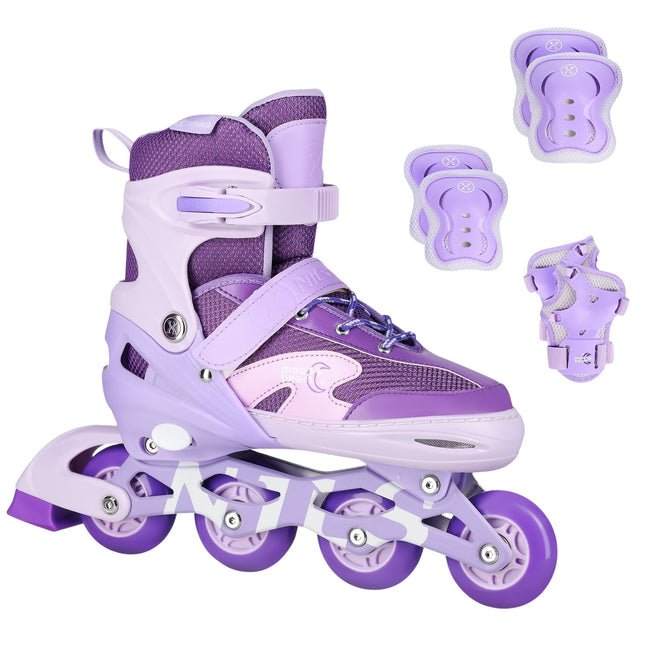 LED Inline Skates met Beschermers, Violet, Maat S (31-34)