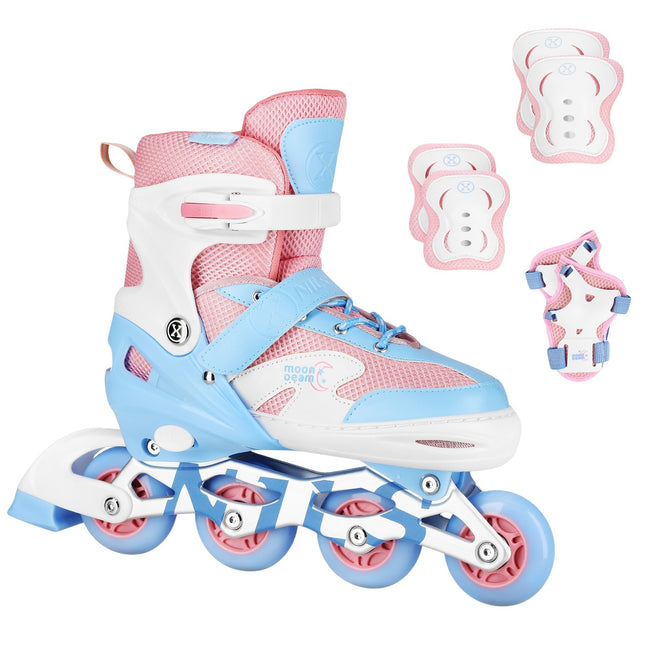 LED Inline Skates met Beschermers, Wit, Maat L (39-42)