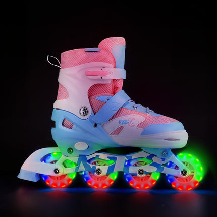 LED kolečkové brusle s chrániči, bílá, velikost L (39-42)