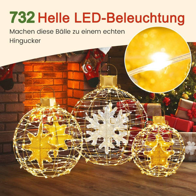 LED světelné koule sada, dovnitř i ven, 732 LED, 3 velikosti