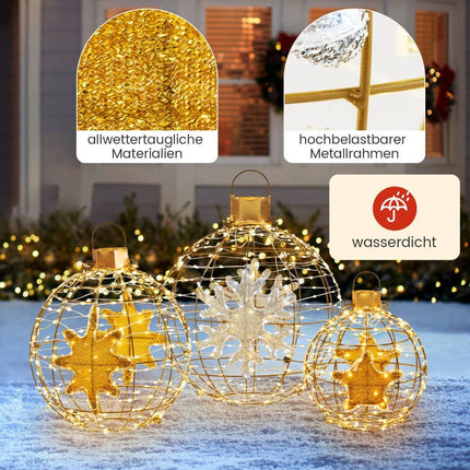 LED světelné koule sada, dovnitř i ven, 732 LED, 3 velikosti