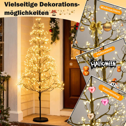 LED světelný strom 150 cm, 1000 teple bílých LED, cementový stojan