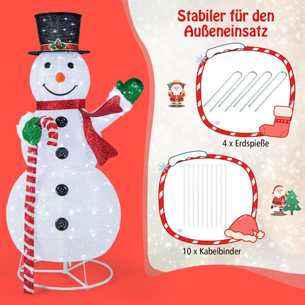 LED svítící sněhulák 150 CM, 180 světel, zemní kolíky