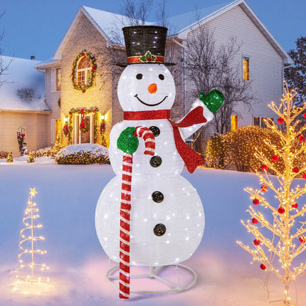 LED svítící sněhulák 150 CM, 180 světel, zemní kolíky