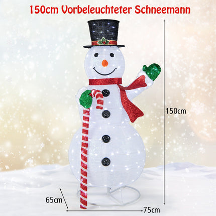 LED svítící sněhulák 150 CM, 180 světel, zemní kolíky