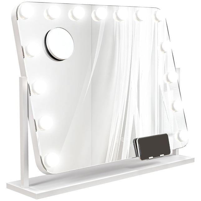 LED kosmetické zrcadlo – 3 režimy světla, stmívatelné, USB, 62.5x49.5cm