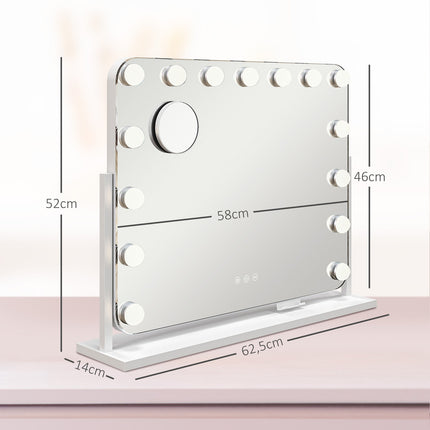 LED kosmetické zrcadlo – 3 režimy světla, stmívatelné, USB, 62.5x49.5cm