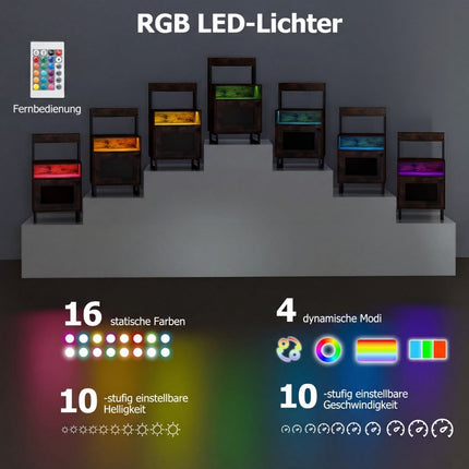 LED noční stolek s nastavitelným osvětlením a úložným prostorem