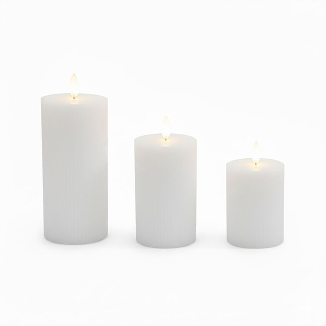 LED svíčky z pravého vosku bez plamene, sada 3 ks
